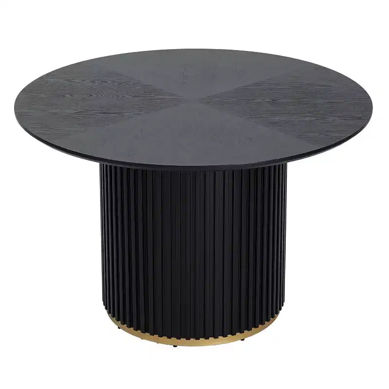 Set da pranzo Linnea Industrial da 5 pezzi con sedie imbottite e tavolo rotondo con base a piedistallo