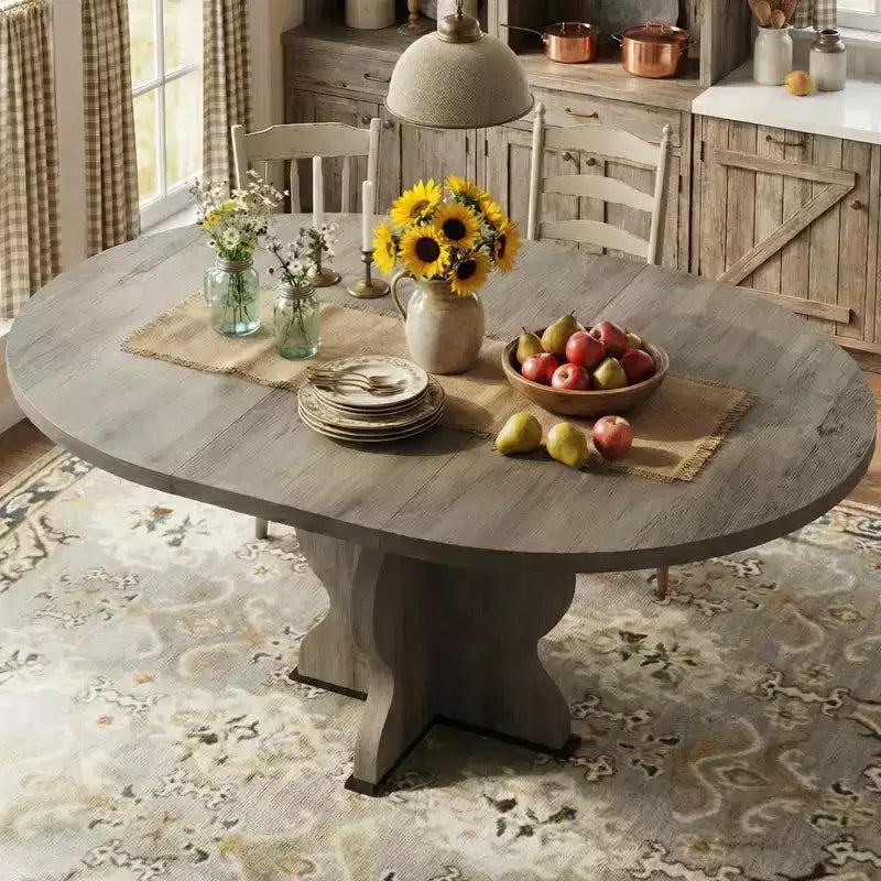 Tavolo da pranzo ovale allungabile salvaspazio per 4-8 persone - Piano in legno estensibile da 120-160 cm - Robusta struttura in metallo - Tavolo da cucina moderno stile farmhouse