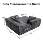Divano componibile modulare Cloud 110 con chaise longue, divano a L con seduta profonda, divano componibile senza telaio rivestito in morbido velluto a coste