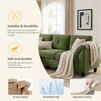 Divano a tre posti in stile moderno da 79 pollici, con pouf mobile e pouf contenitore