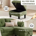 Divano a tre posti in stile moderno da 79 pollici, con pouf mobile e pouf contenitore