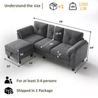 Divano a tre posti in stile moderno da 79 pollici, con pouf mobile e pouf contenitore
