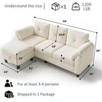 Divano a tre posti in stile moderno da 79 pollici, con pouf mobile e pouf contenitore