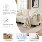 Divano a tre posti in stile moderno da 79 pollici, con pouf mobile e pouf contenitore