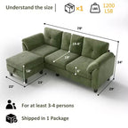 Divano a tre posti in stile moderno da 79 pollici, con pouf mobile e pouf contenitore