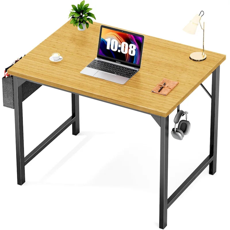 Scrivania moderna da ufficio per computer con tasca contenitore e gancio per cuffie, per camere da letto e angoli studio o piccoli uffici domestici
