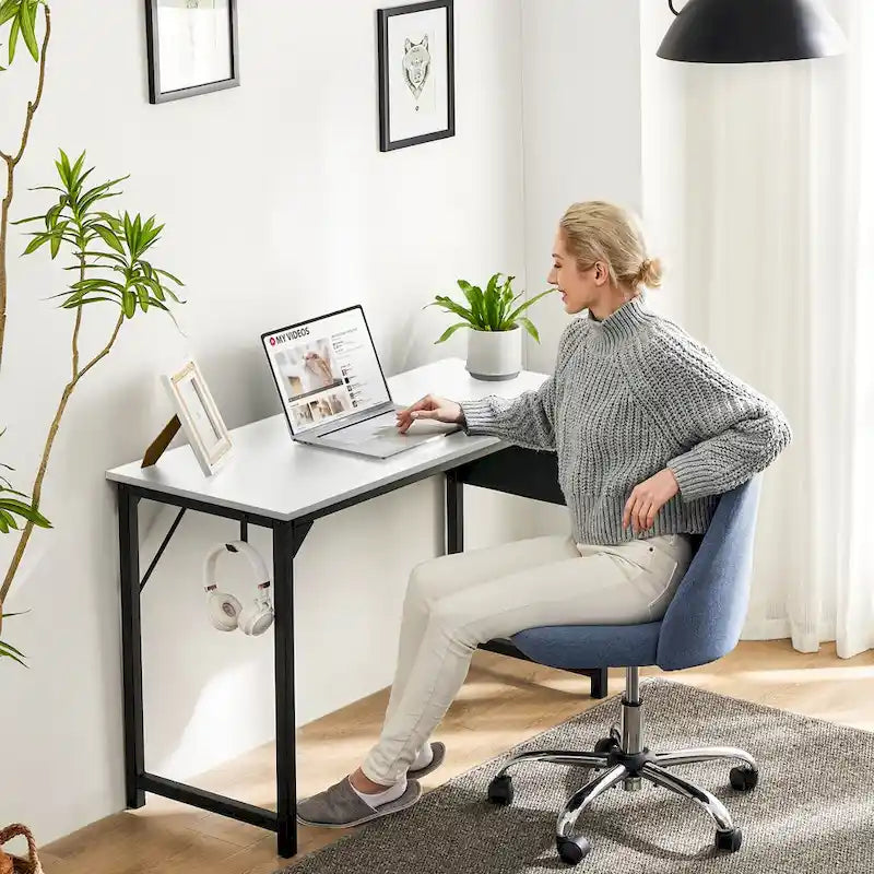 Moderner Computer-Schreibtisch für das Homeoffice mit Aufbewahrungstasche und Kopfhörerhaken für Schlafzimmer, Lernecken oder kleine Homeoffices