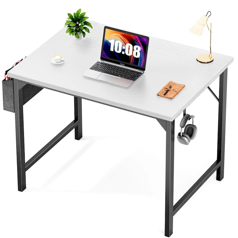 Moderner Computer-Schreibtisch für das Homeoffice mit Aufbewahrungstasche und Kopfhörerhaken für Schlafzimmer, Lernecken oder kleine Homeoffices