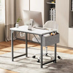 Moderner Computer-Schreibtisch für das Homeoffice mit Aufbewahrungstasche und Kopfhörerhaken für Schlafzimmer, Lernecken oder kleine Homeoffices
