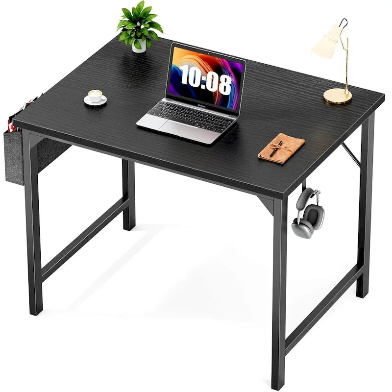Moderner Computer-Schreibtisch für das Homeoffice mit Aufbewahrungstasche und Kopfhörerhaken für Schlafzimmer, Lernecken oder kleine Homeoffices