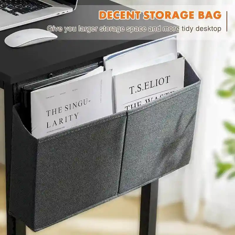 Moderner Computer-Schreibtisch für das Homeoffice mit Aufbewahrungstasche und Kopfhörerhaken für Schlafzimmer, Lernecken oder kleine Homeoffices