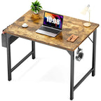 Moderner Computer-Schreibtisch für das Homeoffice mit Aufbewahrungstasche und Kopfhörerhaken für Schlafzimmer, Lernecken oder kleine Homeoffices