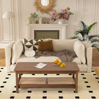 2-Tier Rectangular Coffee Table with Rattan Storage Shelf - 47.2L x 23.6W x 17.7H