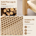 2-Tier Rectangular Coffee Table with Rattan Storage Shelf - 47.2L x 23.6W x 17.7H