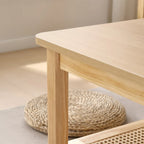 2-Tier Rectangular Coffee Table with Rattan Storage Shelf - 47.2L x 23.6W x 17.7H
