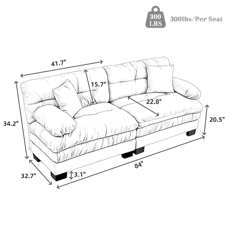 Gepolstertes 3-Sitzer-Sofa mit zweilagiger Memory-Foam-Polsterung