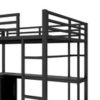 Metall-Hochbett mit Kleiderschrank und L-förmigem Schreibtisch - platzsparendes Bett in Queen-/Full-Größe mit Aufbewahrungswürfeln und Regalen für Jugendliche/Erwachsene