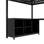 Metall-Hochbett mit Kleiderschrank und L-förmigem Schreibtisch - platzsparendes Bett in Queen-/Full-Größe mit Aufbewahrungswürfeln und Regalen für Jugendliche/Erwachsene