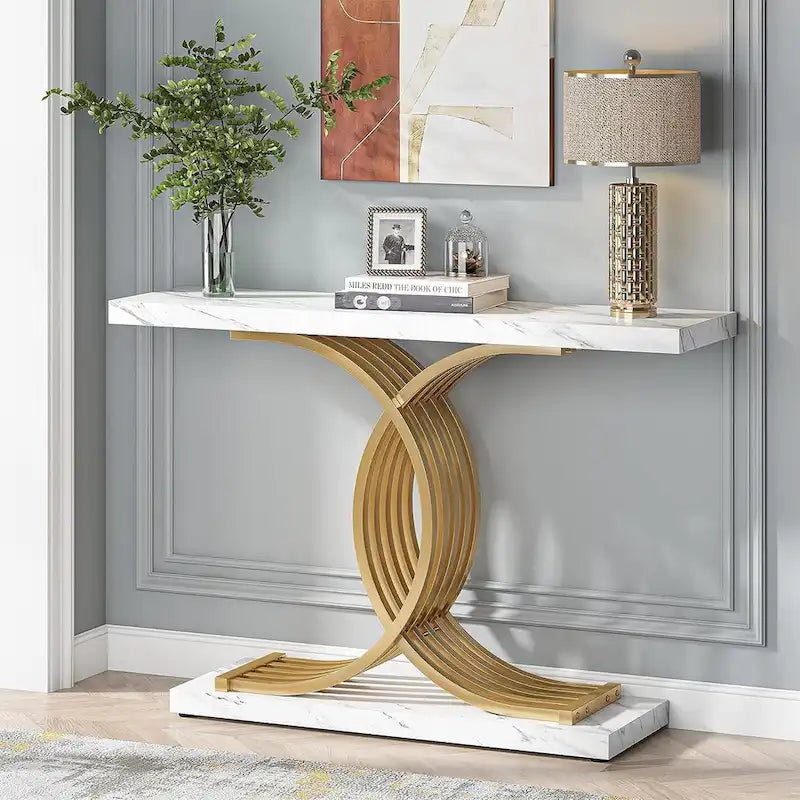Tavolo moderno da ingresso, tavolo consolle decorativo da 39 pollici, stretto tavolo in legno da foyer dietro il divano