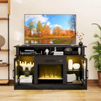 Mobile TV con caminetto elettrico, luci LED e telecomandi
