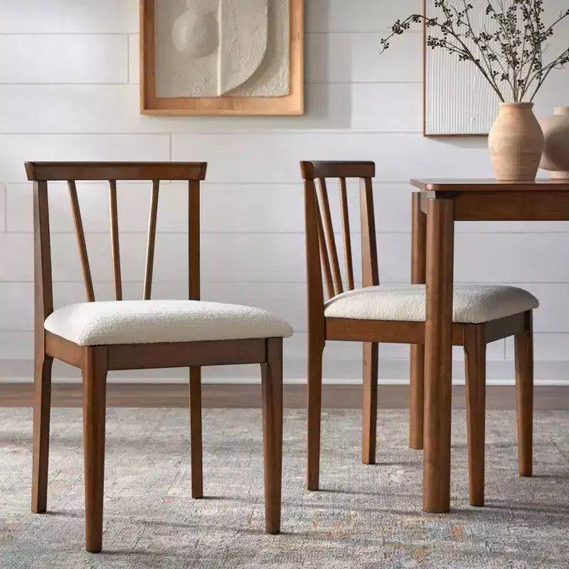 Sedia da pranzo imbottita Rochester Modern Spindle Beige/Noce