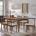 Sedia da pranzo imbottita Rochester Modern Spindle Beige/Noce