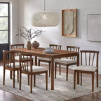 Sedia da pranzo imbottita Rochester Modern Spindle Beige/Noce