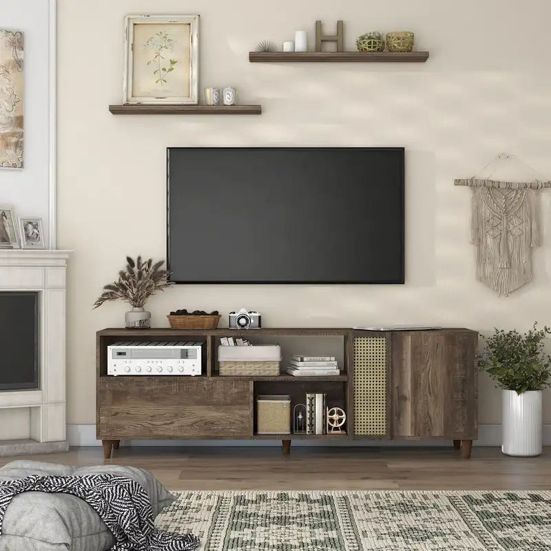 Mobile TV Mid-Century moderno da 70 pollici con cassetto