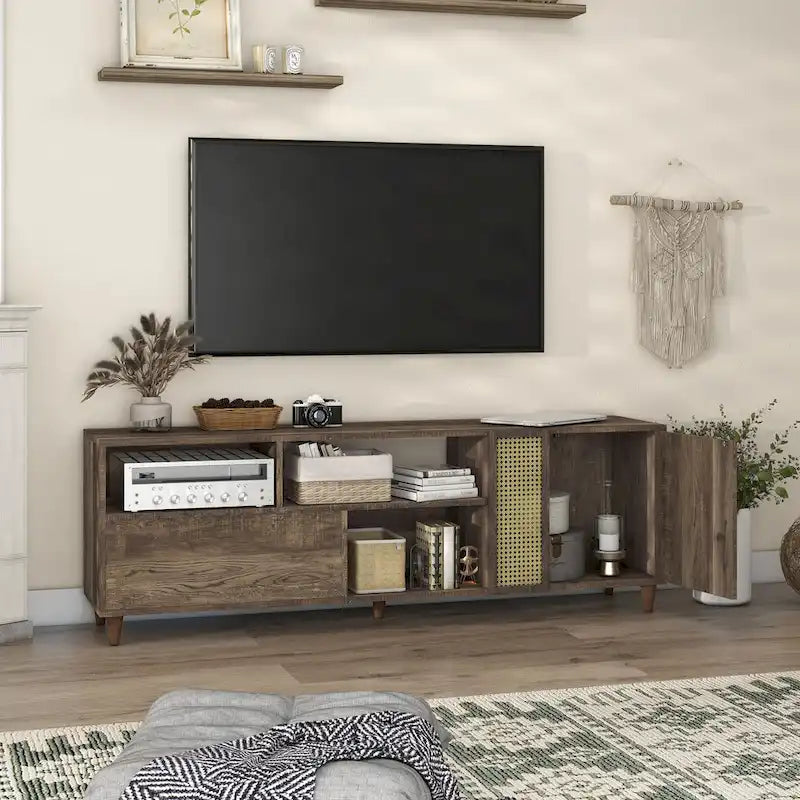 Mobile TV Mid-Century moderno da 70 pollici con cassetto