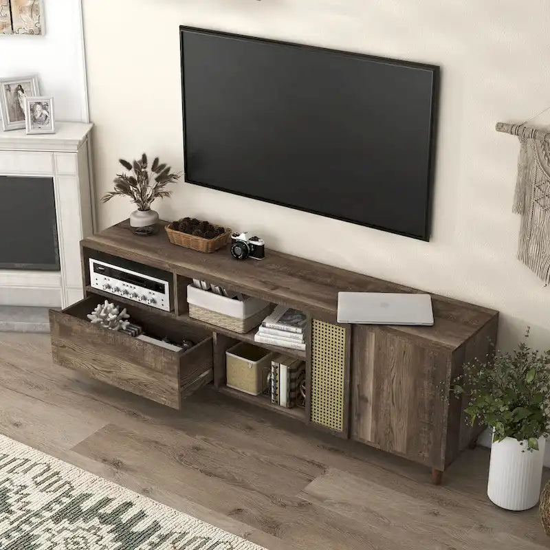 Mobile TV Mid-Century moderno da 70 pollici con cassetto
