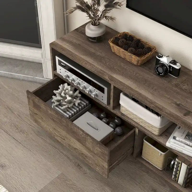 Mobile TV Mid-Century moderno da 70 pollici con cassetto