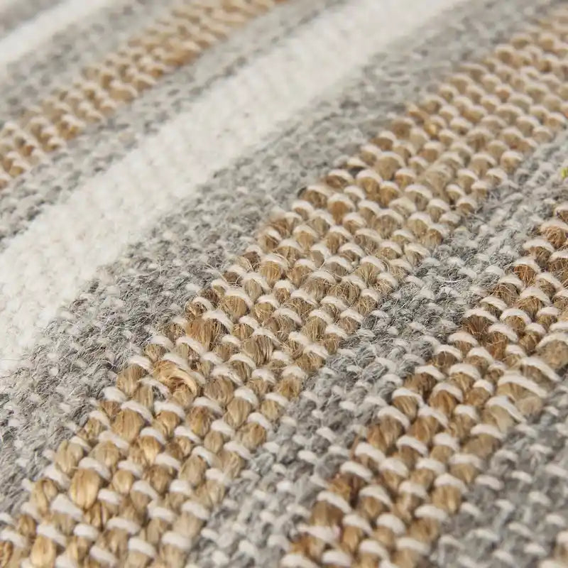 Quadratischer Pouf aus mehrfarbig gestreiftem Hanf und Baumwolle