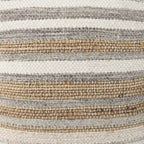 Quadratischer Pouf aus mehrfarbig gestreiftem Hanf und Baumwolle