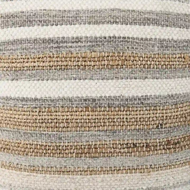 Quadratischer Pouf aus mehrfarbig gestreiftem Hanf und Baumwolle