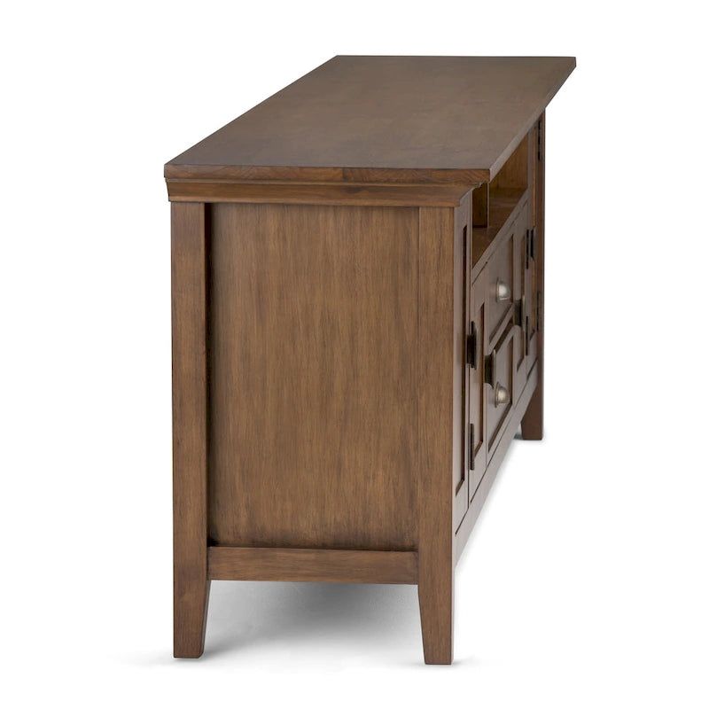 TV-Mediaständer aus MASSIVHOLZ, 72 Zoll breit, im Übergangsstil, für Fernseher bis zu 80 Zoll - 72 W x 16.5 D x 26 H
