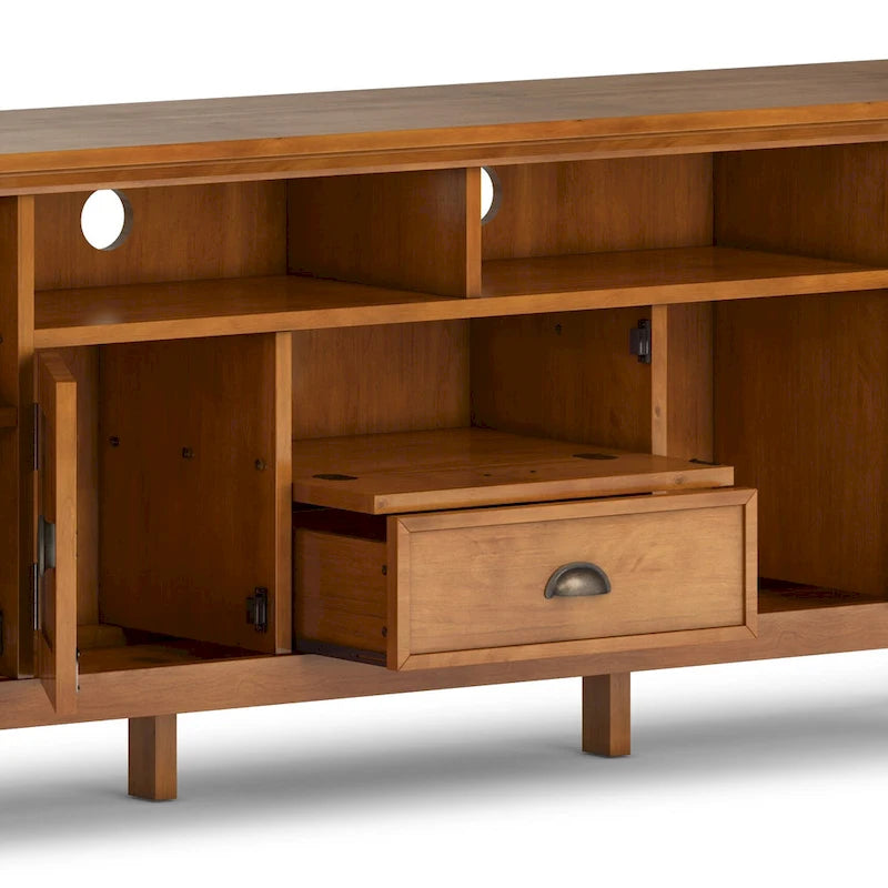 TV-Mediaständer aus MASSIVHOLZ, 72 Zoll breit, im Übergangsstil, für Fernseher bis zu 80 Zoll - 72 W x 16.5 D x 26 H