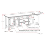 TV-Mediaständer aus MASSIVHOLZ, 72 Zoll breit, im Übergangsstil, für Fernseher bis zu 80 Zoll - 72 W x 16.5 D x 26 H