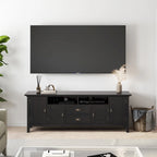 TV-Mediaständer aus MASSIVHOLZ, 72 Zoll breit, im Übergangsstil, für Fernseher bis zu 80 Zoll - 72 W x 16.5 D x 26 H