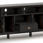 TV-Mediaständer aus MASSIVHOLZ, 72 Zoll breit, im Übergangsstil, für Fernseher bis zu 80 Zoll - 72 W x 16.5 D x 26 H