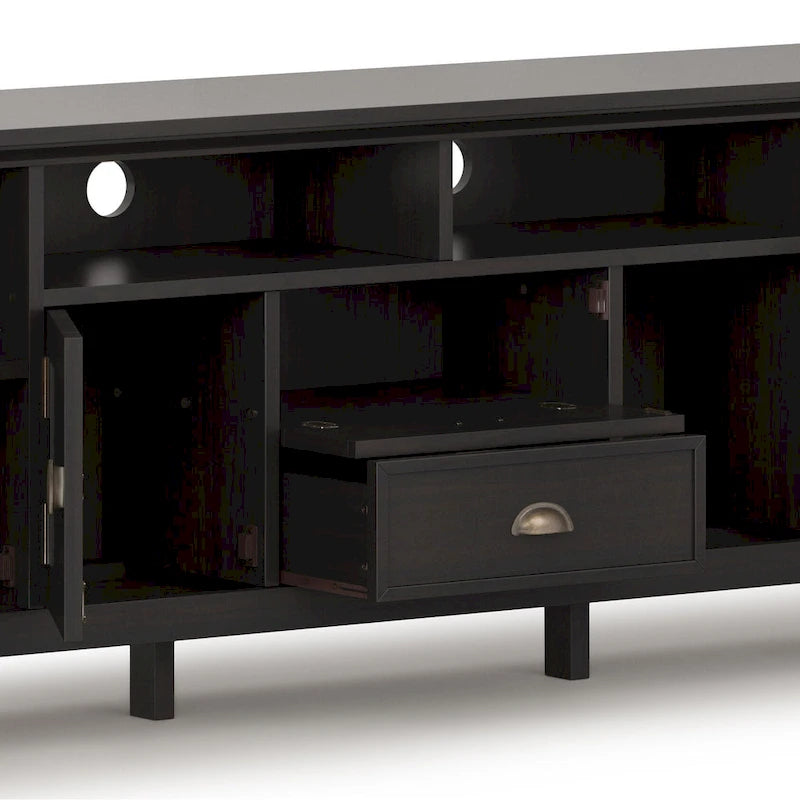 TV-Mediaständer aus MASSIVHOLZ, 72 Zoll breit, im Übergangsstil, für Fernseher bis zu 80 Zoll - 72 W x 16.5 D x 26 H