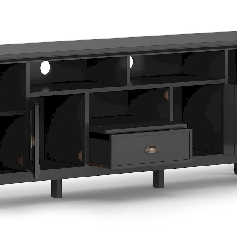 TV-Mediaständer aus MASSIVHOLZ, 72 Zoll breit, im Übergangsstil, für Fernseher bis zu 80 Zoll - 72 W x 16.5 D x 26 H