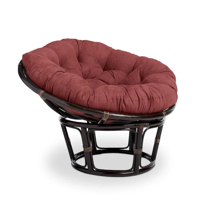 Poltrona Papasan in rattan da 42 pollici con cuscino in microsuede