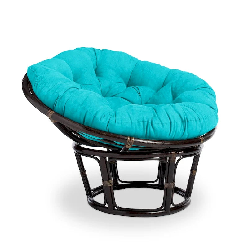 Poltrona Papasan in rattan da 42 pollici con cuscino in microsuede