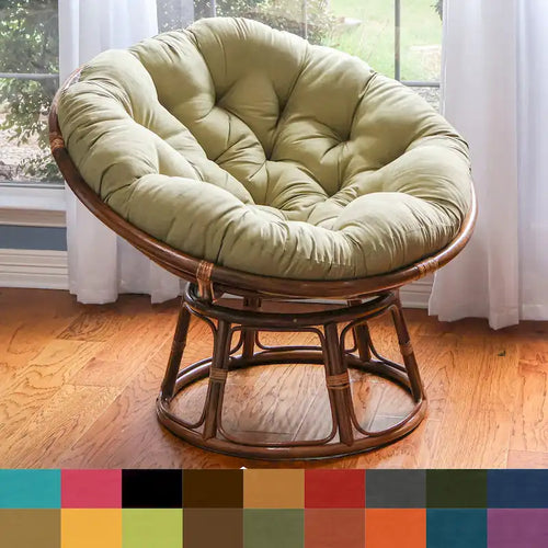 Bali 42-inch Rattan Papasan Chair with Microsuede Cushion
