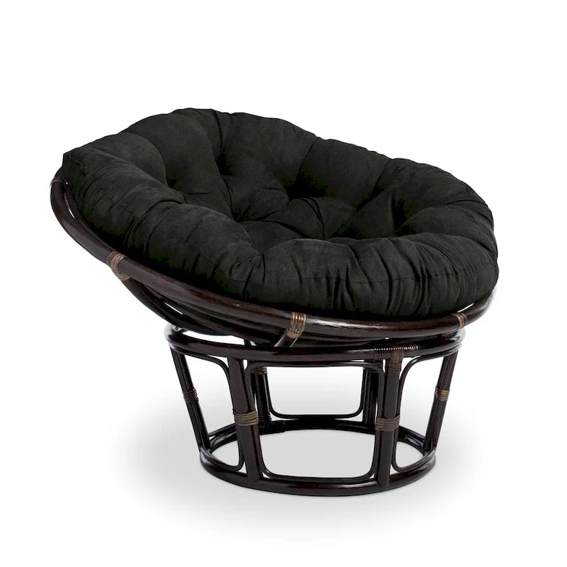 Poltrona Papasan in rattan da 42 pollici con cuscino in microsuede