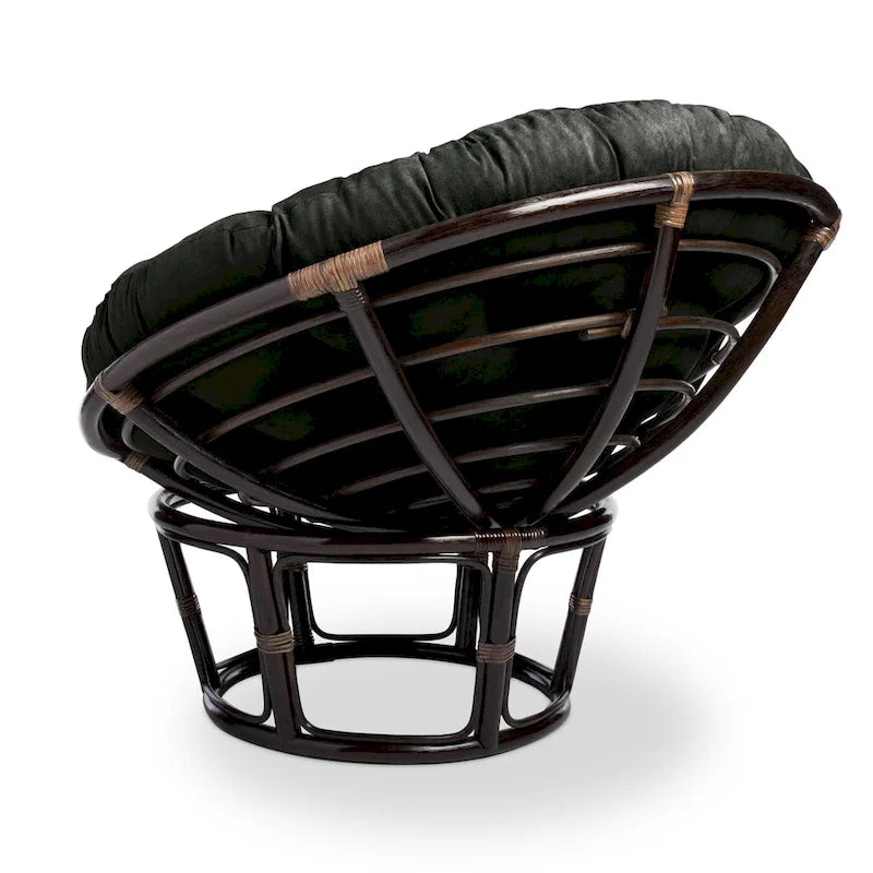 Poltrona Papasan in rattan da 42 pollici con cuscino in microsuede