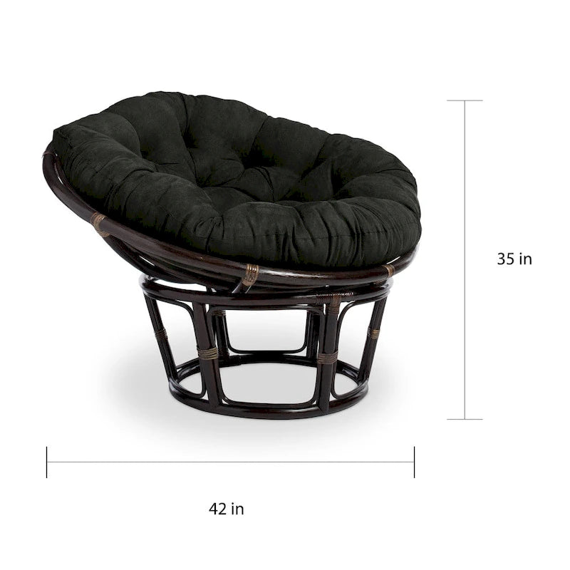 Poltrona Papasan in rattan da 42 pollici con cuscino in microsuede