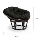 Poltrona Papasan in rattan da 42 pollici con cuscino in microsuede