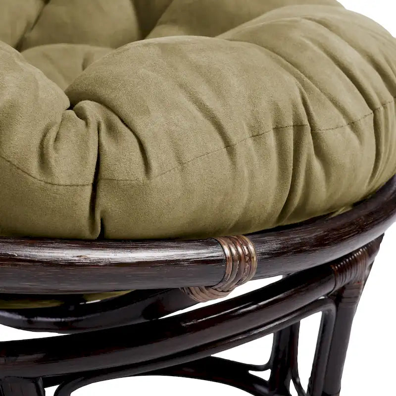 Poltrona Papasan in rattan da 42 pollici con cuscino in microsuede