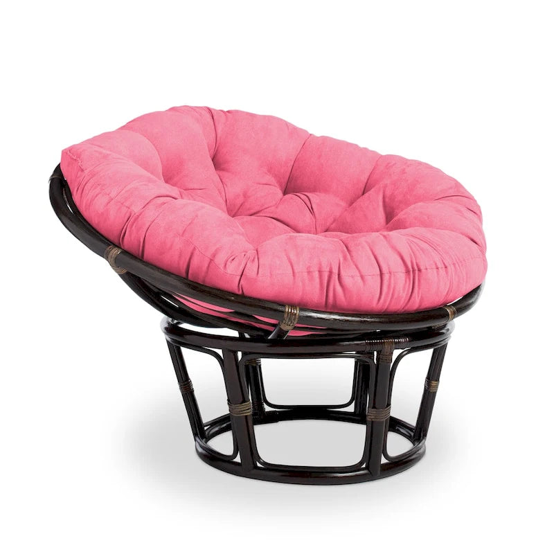 Poltrona Papasan in rattan da 42 pollici con cuscino in microsuede